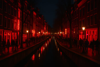 Handel ludźmi na Dzielnicy Czerwonych Latarnii w Amsterdamie.