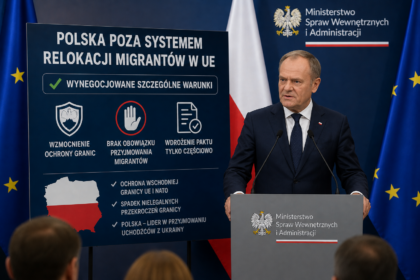 Donald Tusk mówiący o pakcie migracyjnym.