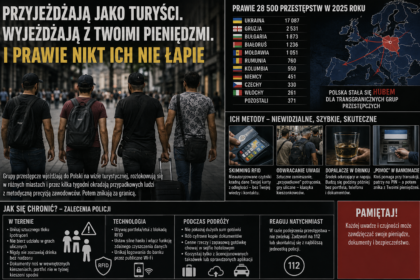 Raport policji, który pokazuje statystki przestępczości w Polsce.