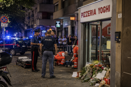 Zabezpieczona pizzeria w ,której doszło do tragedii.