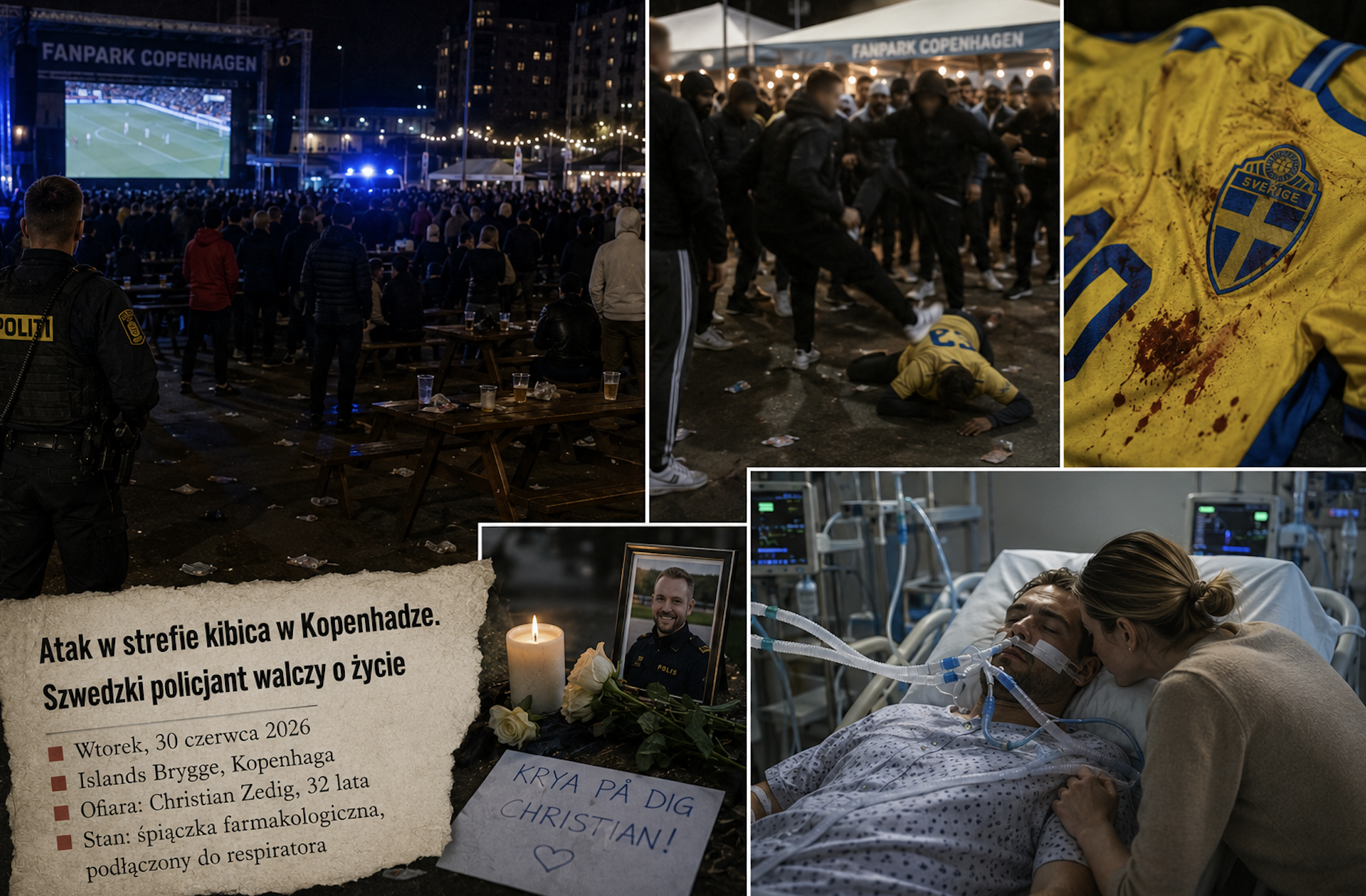 Atak w strefie kibicowskiej w Kopenhadze podczas meczu Norwegia. 32-latek walczy o życie.