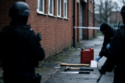 Policja zabezpieczająca niebezpieczne narzędzia