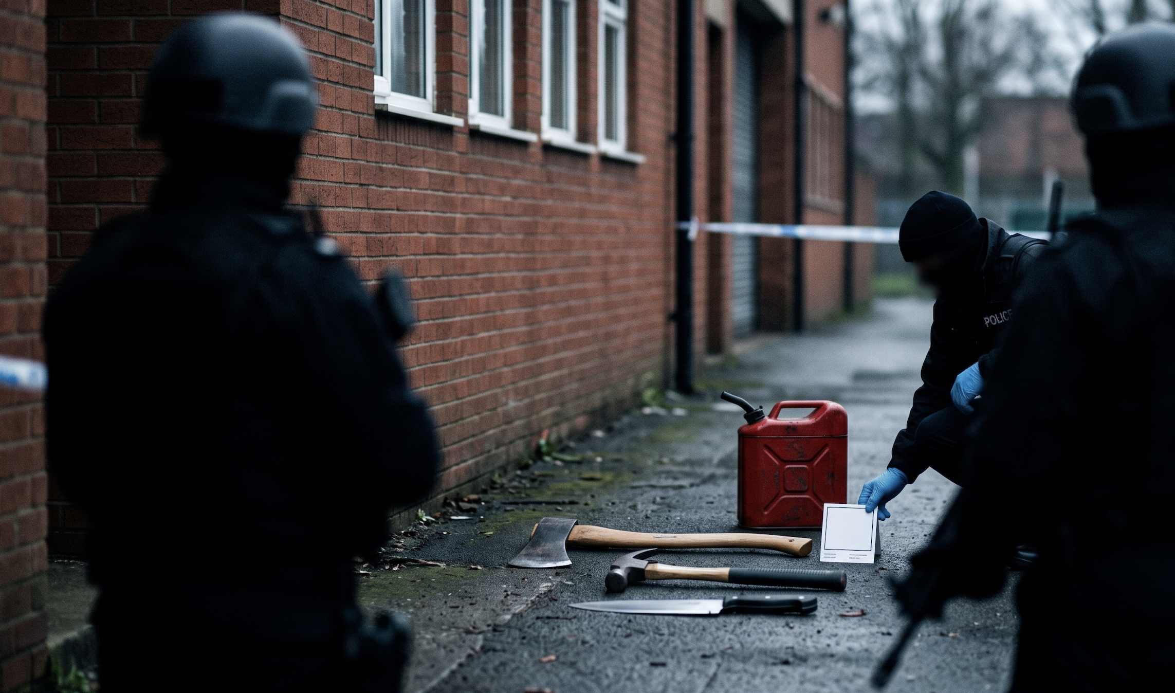 Policja zabezpieczająca niebezpieczne narzędzia