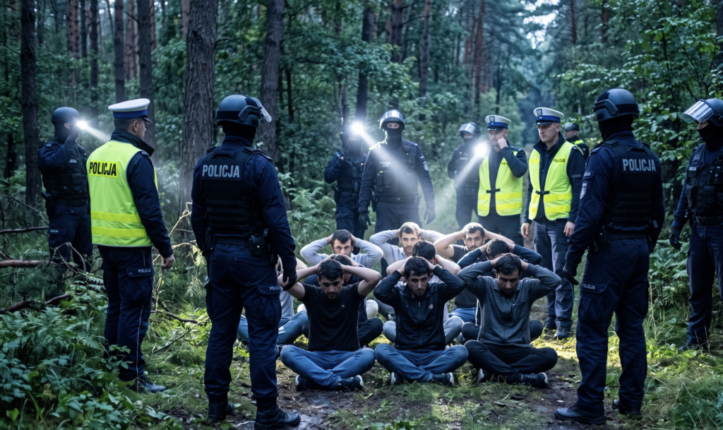 Przerzut nielegalnych migrantów udaremniony przez polską policję.