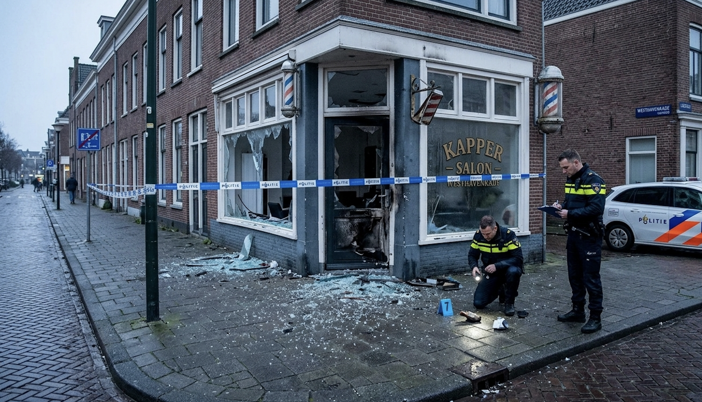 Salon fryzjerski po wybuchu podłożonej bomby [Zdjęcie wygenerowane w AI]