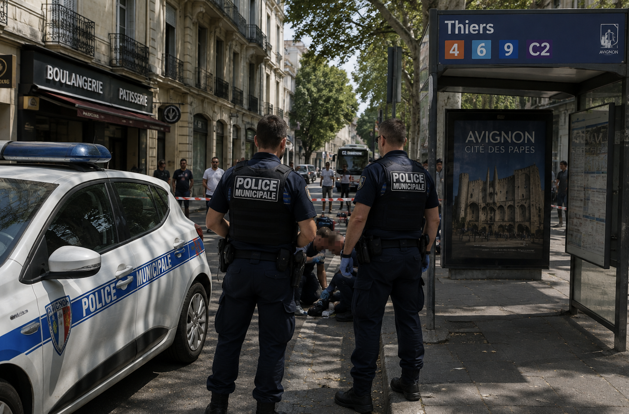 Policja na przystanku [Zdjęcie wygenerowane w AI ]