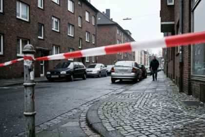 Zamknięta ulica na której doszło do strzelaniny [Zdjęcie wygenerowane w AI]